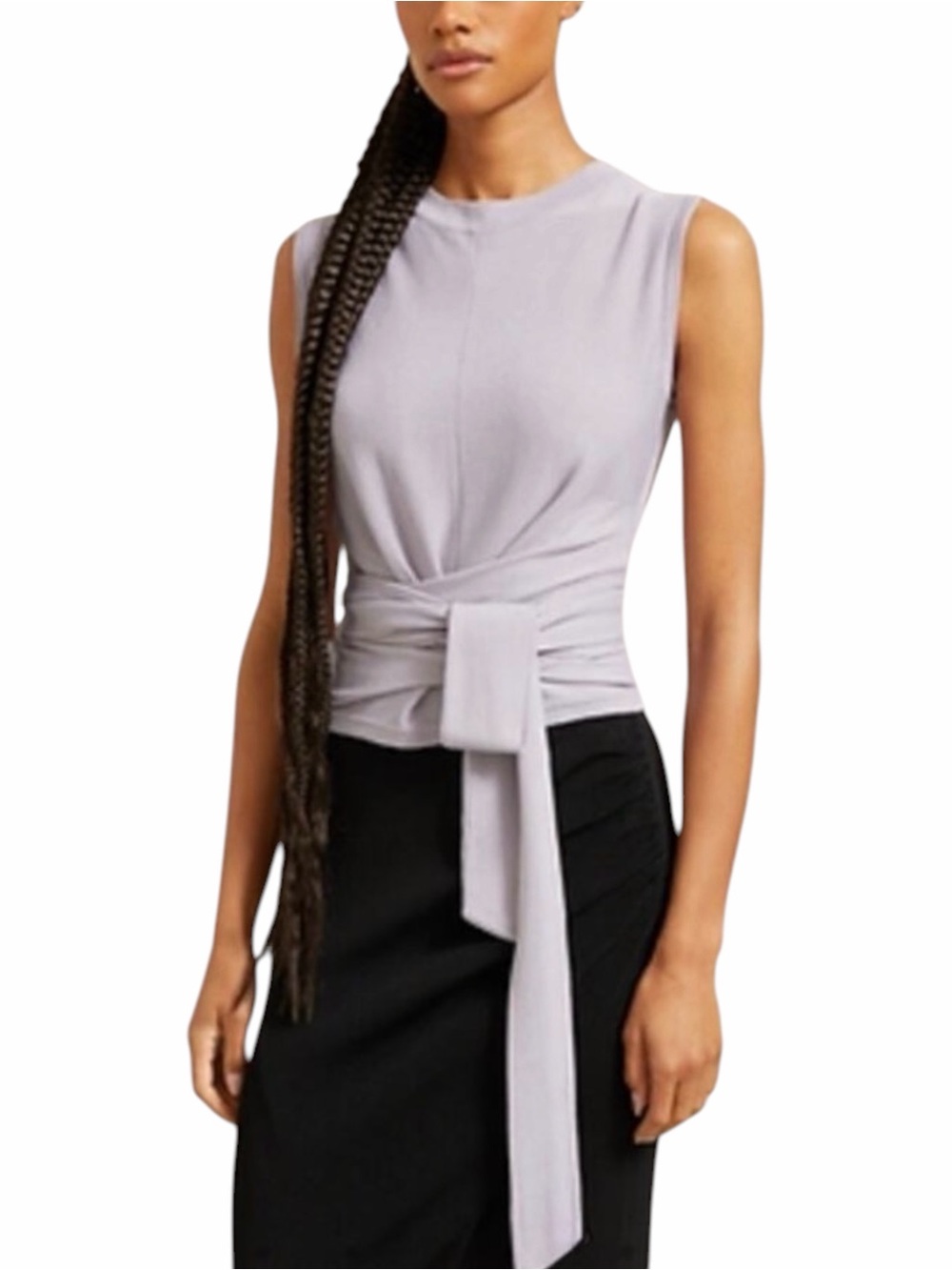 Modern Citizen Jude Cropped Tie Wrap Sleeveless Purple Top MEDIUM